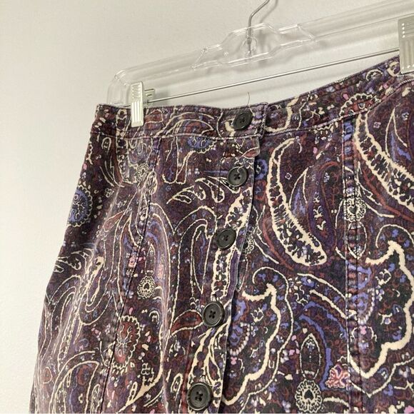 Knox Rose Skirt Aged Paisley Corduroy Button Front Mini Grunge Boho Indie - Picture 4 of 6
